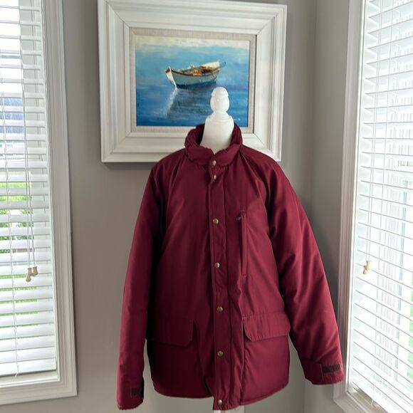 Vintage 80s LLbean Winter Insulated Burgundy Winter Snow Ski Jacket Coat L - Picture 1 of 15